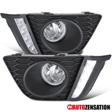 Fit 2015 2016 2017 Honda Fit Bumper Fog Lights Driving Lamps w/ LED Strip Bezel picture