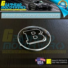 Brabus Black Flat Hood Front Emblem Chrome 3D For Mercedes Benz 57mm picture