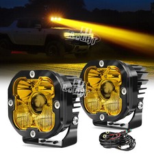 Pair Laser LED Work Light Amber Cube Pods Offroad Driving Fog Lamp 3INCH SUV 4X4 picture