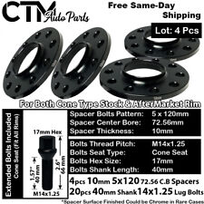 4PC 10mm THICK 5x120 72.56 CB HUBCENTRIC WHEEL SPACER KIT14x1.25 BOLTS FIT BMW picture