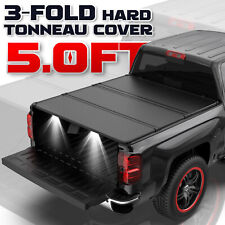 5FT Hard Fold Tri-Fold Truck Bed Tonneau Cover for 2016-24 Toyota Tacoma w/ Lamp picture
