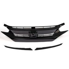 Front Hood Mesh Grille Glossy Black Fit For 16-21 Honda Civic 10th Factory Style picture