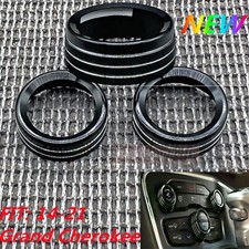 Black Aluminum Climate Volume Turn Knob Ring Cover For 14-21 Grand Cherokee US picture