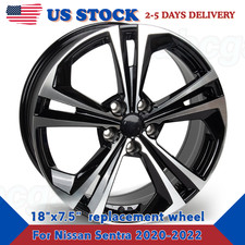 18''x7.5'' Wheel 62825 For Nissan Sentra 2020-22 Machined Black Replacement Rims picture
