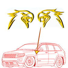2 Yellow HellHawk Emblems fits Jeep Trackhawk SRT Grand Cherokee wk2 Track Hawk picture
