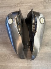Lowbrow WX Split Gas Tanks Raw Steel Fit 1936-1984 Harley Big Twin WR Style picture
