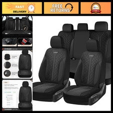 Breathable Full Set Car Seat Covers, 5-Piece Black Protectors for SUV, Sedan, Tr picture