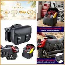 Motorcycle Saddlebags 30L Pair PU Leather Water Resistant Throw Over Universal picture