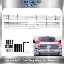 Chrome Grill Fits 2007-10 Chevy Silverado 2500 HD 3500 HD Billet Grille Insert picture