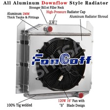 3 Row Radiator&Shroud Fan For 1949-52 Studebaker 2R6 2R10/2R11 2R14 2R17 L6 4.0L picture