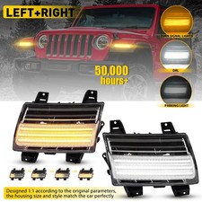 Pair LED Fender Turn Signal Lights For 2018+ Jeep Wrangler JL/2020+ Gladiator JT picture