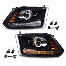For 2009-12 2010 2011 Dodge Ram Projector Black LED DRL Headlight w/Bulb Harness picture
