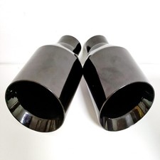 Pair Dodge RT SRT RAM 5″ Big Black Exhaust Tip 2.5″ Inlet Angle Cut Double Wall picture