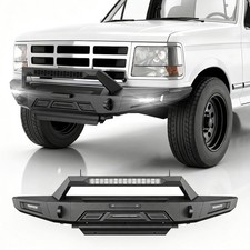 For 92-97 Ford F150 F250 F350 Heavy Duty Steel Front Bumper w/ Winch Plate LED picture