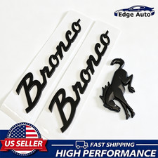 3PCS Set Fender & Horse Emblem Letters Badge For 2021-2024 Bronco Matte Black picture