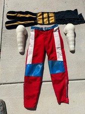 Vintage 70s  ROCKY Nylon/ Leather Motorcycle Pants Made in California USA 32x30 picture