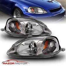 1999-00 Replacement Gunmetal Headlights for Honda Civic 2/3/4 Door  EK/EJ/EM/JDM picture