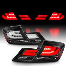 For 2013 2014 2015 Honda Civic 4DR 4 Door Sedan Black/Clear LED Tail Lights Pair picture