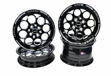 VMS Racing Front & Rear Wheels Black Modulo Drag Pack 15x3.5 15x8 5x120.7 5x4.75 picture