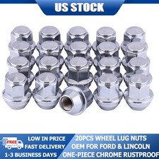 Cold Forged Steel M12x1.5 Lug Nuts 20PCS Chrome 60° Conical For Ford One Piece picture