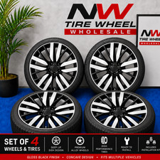 22 INCH SPORT BLACK MACHINED WHEELS RIMS & TIRES RANGE ROVER DISCOVERY 5x120 picture
