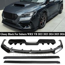 For Subaru WRX VB 22-26 Gloss Black Front Bumper Lip & Side Skirt &Rear Diffuser picture