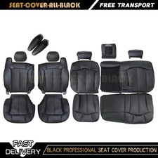 1999-2002 For Chevy Silverado Tahoe Suburban Front&Rear Leather Seat Cover BLACK picture
