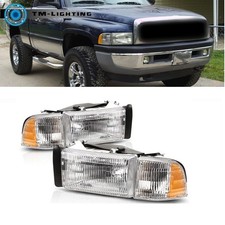 For 1994-2002 Dodge Ram 1500 2500 3500 Left&Right Side Chrome Headlight Headlamp picture