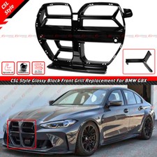 FOR 2021-2026 BMW M3 G80 M4 G82 G83 CSL STYLE ABS GLOSS BLACK NOSE GRILL GRILLE picture