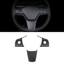 Matte Real Carbon Fiber Steering Wheel Panel Trim For tesla model Y 3 Interior picture
