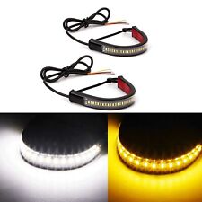 White/Amber Switchback LED Fork Turn Signal DRL Light Strips For Motorcycle 2x picture