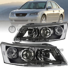For 06-08 Hyundai Sonata Left & Right Black Pairs Headlights Assembly Headlamp picture