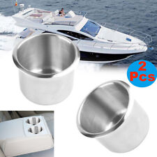 2x Cup Drink Car Holders Stainless Steel for Marine Boat Truck Camper RV w Drain picture