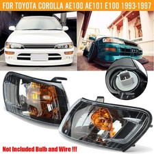 For 93-97 Toyota Corolla Pair Black Headlights Corner Signal Light Lens Cover picture