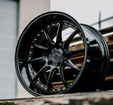 18x9.5 / 18x10.5 Gloss Black Wheels Aodhan DS07 5x114.3 +22 Rims 18 Inch Set 4 picture