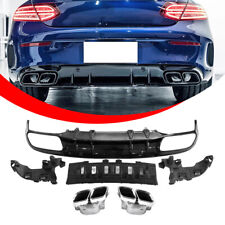 Rear Diffuser+Exhaust Tips For Benz C205 COUPE C200 C300 AMG Line 15-20 Bumper picture