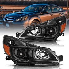 For 2010-2014 Subaru Outback Legacy Black Amber Headlights Headlamps Left+Right picture