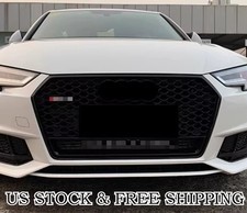 RS4 Style Front Honeycomb Mesh Grill for Audi A4 S4 B9 2017-2019 Gloss Black picture