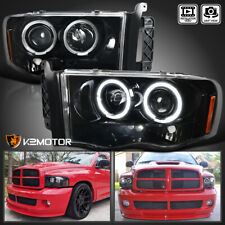 Jet Black Fits 2002-2005 Dodge Ram 1500 2500 3500 LED Halo Projector Headlights picture