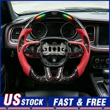 LED carbon fiber Steering Wheel For Dodge Charger Hellcat Jeep SRT 8 15-26 NEW✅ picture