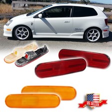 4X Amber Front+Red Rear Side Marker Lights For 2002-2005 Honda Civic Si EP3 3DR picture