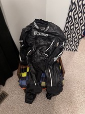 Sedici Men's Motorcycle One Piece Suit Size XL Black Full Zip Lined picture