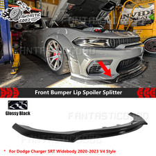For Dodge Charger SRT Widebody 2020-2023 Glossy Black V4 Style Front Bumper Lip picture