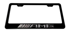 3D AMG Mercedes Benz Emblem Stainless Steel Black License Plate Frame W/ Caps picture