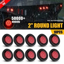 10pcs 2 inch Red 9 LED Side Marker Clearance Light Round for Truck Trailer 12V picture