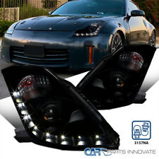 Fits 2006-2009 350Z Z33 Fairlady HID Type Black Smoke LED Projector Headlights picture