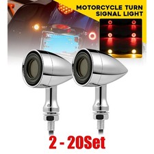2-20x Amber&Red Motorcycle Chrome LED Bullet Turn Signal Brake Running Light M10 picture