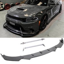 Car Front Lower Bumper Lip Splitter + Strut Rod Bar For Dodge Charger GT R/T SRT picture