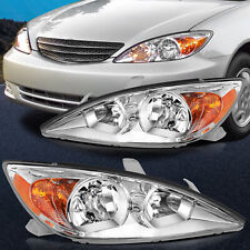 For 2002-2004 Toyota Camry Chrome Housing Headlights Headlamps Replacement Pair picture