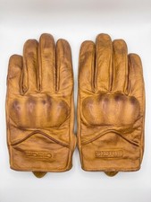 Knuckle Protective Distressed Tan Leather Motorcycle Gloves Vintage Touchscreen picture